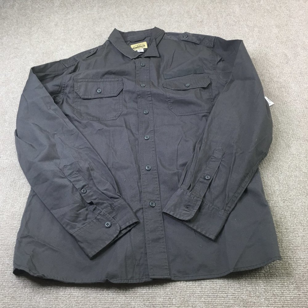 Roebucks & Co Shirts Mens Extra Large Gray Collared Long Sleeve Button Epaulette